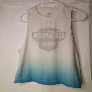 Nobull Cropped Tank Top Women XS Wodapalooza Miami Active Athletic White Blue